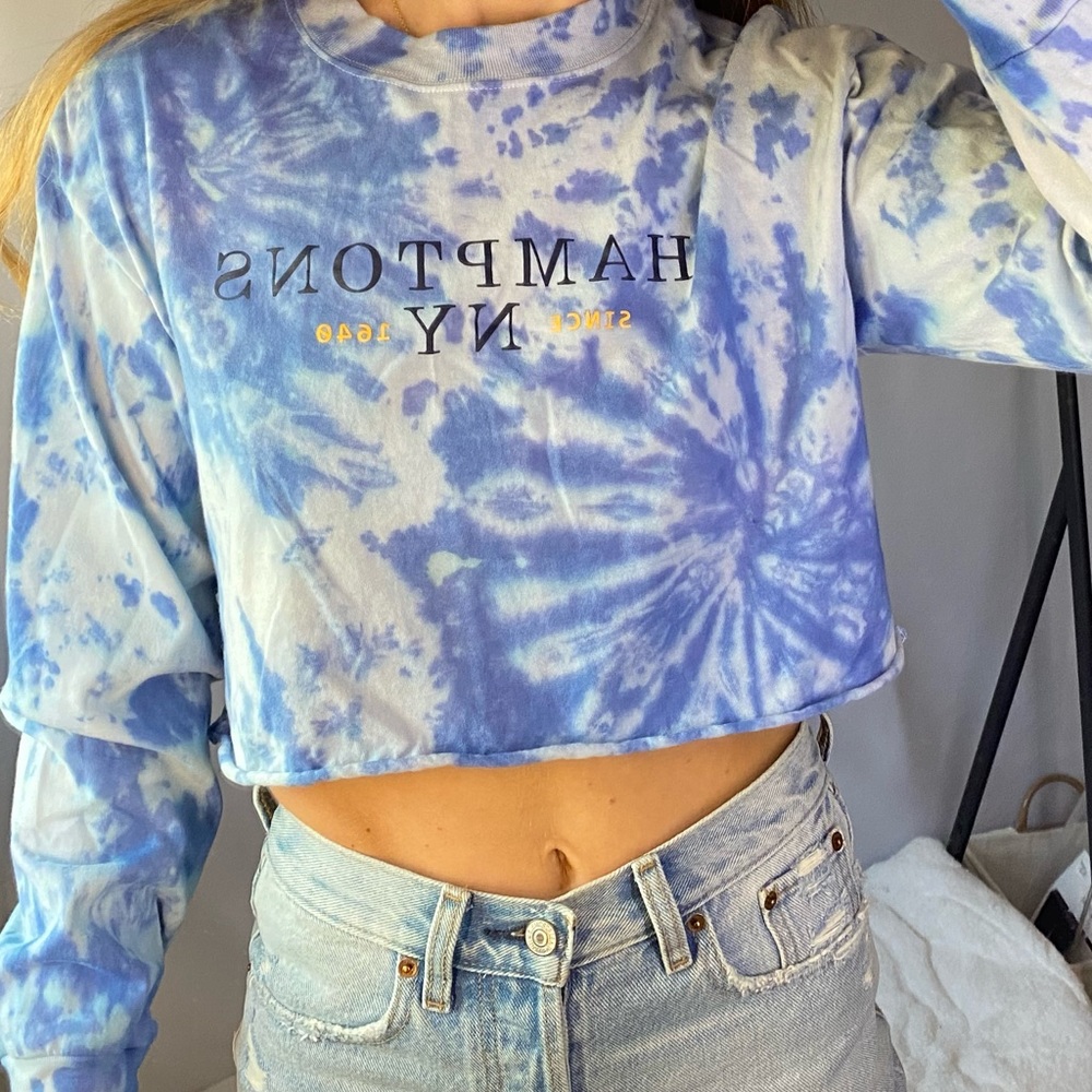 Custom tie dye long sleeve crop top.